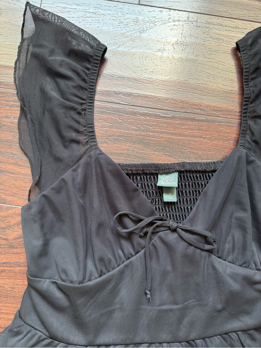 Black Flutter Sleeve Babydoll Dress - Picture 3 of 4